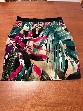 ANN TAYLOR Woman's Silk Cotton Lightweight Skirt Size 10 Pockets Abstract Floral